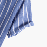 Charles | Chemise en Lin Rayée pour Hommes avec Col Montant