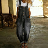 Mae | Salopette en denim vintage doux avec bretelles réglables