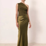 Aleida | Robe Maxi en Satin à Une Épaule