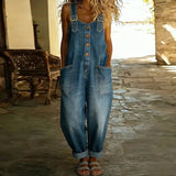 Mae | Salopette en denim vintage doux avec bretelles réglables