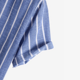 Thomas | Chemise en lin pour homme à rayures bleues d'été