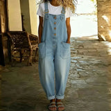 Mae | Salopette en denim vintage doux avec bretelles réglables