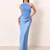 Aleida | Robe Maxi en Satin à Une Épaule