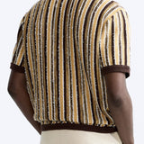 Polo Tricoté Rétro avec Motif Rayé