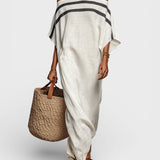 Avelina - Robe Maxi Off-Shoulder avec Manches Chauve-Souris