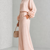 Lenna | Ensemble Top à Manches Florales & Pantalons Amples