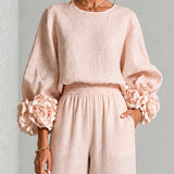 Lenna | Ensemble Top à Manches Florales & Pantalons Amples