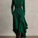 Arielle - Robe Turtleneck Asymétrique Vintage