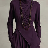Arielle - Robe Turtleneck Asymétrique Vintage