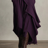 Arielle - Robe Turtleneck Asymétrique Vintage