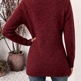 Marlowe | Cardigan en tricot côtelé bordeaux avec bouton