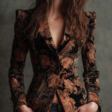Celeste | Blazer Floral Noir et Bronze