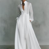 Sita | Robe maxi en patchwork avec col montant et manches longues