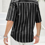 Samuel | Chemise d'été à manches courtes Henley avec motif rayé