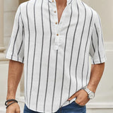 Samuel | Chemise d'été à manches courtes Henley avec motif rayé