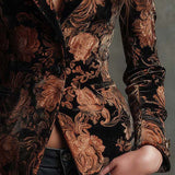 Celeste | Blazer Floral Noir et Bronze