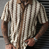 Chemise rétro pour hommes à manches courtes imprimée décontractée