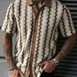 Chemise rétro pour hommes à manches courtes imprimée décontractée
