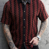 Chemise rétro pour hommes à manches courtes imprimée décontractée