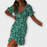 Dalila - Robe courte boho en vert