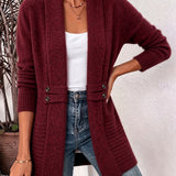 Marlowe | Cardigan en tricot côtelé bordeaux avec bouton