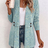 Nova | Cardigan à boutons et tabulations en tricot côtelé aqua