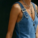 Vera | Longue Robe en Denim à Boutons