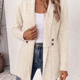 Rosalie | Cardigan en Tricot Côtelé Crème avec Boutons