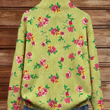 Constance | Cardigan zippé floral rose et lime