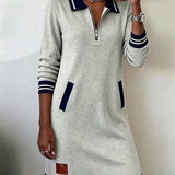 Sophie | Robe Polo Zippée Manches Longues