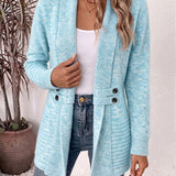 Nova | Cardigan à boutons et tabulations en tricot côtelé aqua