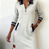 Sophie | Robe Polo Zippée Manches Longues