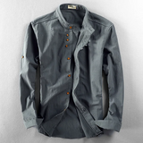 Chemise Homme Col Montant Style Vintage