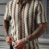 Chemise rétro pour hommes à manches courtes imprimée décontractée