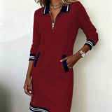 Sophie | Robe Polo Zippée Manches Longues