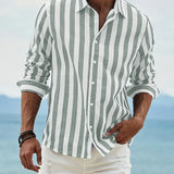 Hudson | Chemise à Manches Longues en Mélange Lin-Coton à Rayures