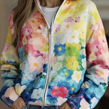 Augusta™ | Cardigan zippé ombre floral aquarelle