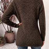 Camille | Cardigan en Tricot Côtelé Chocolat avec Boutons