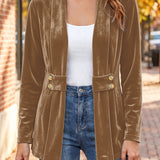 Sutton | Cardigan en velours camel avec patte à bouton