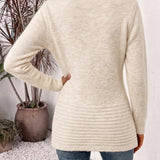 Harlow | Cardigan en tricot côtelé couleur avoine avec patte à boutons