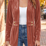 Sienna | Cardigan en Velours Rouille à Bouton-Tab