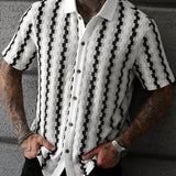 Chemise rétro pour hommes à manches courtes imprimée décontractée