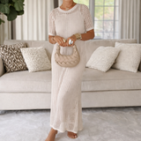 Beta - Robe Maxi Cut-Out à Manches Longues + Robe Intérieure Gratuite