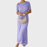 Beta - Robe Maxi Cut-Out à Manches Longues + Robe Intérieure Gratuite