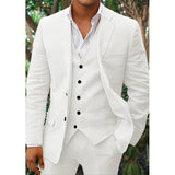 Costume en Lin pour Hommes - Classique 3 Pièces - Parfait pour les Mariages & Occasions Formelles