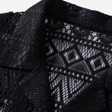 David | T-shirt en crochet transparent avec motif ethnique