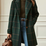 Florencia | Veste rétro en tweed à carreaux avec revers