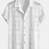 David | T-shirt en crochet transparent avec motif ethnique