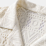 David | T-shirt en crochet transparent avec motif ethnique