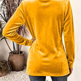 Maeve | Cardigan en velours moutarde à patte de bouton